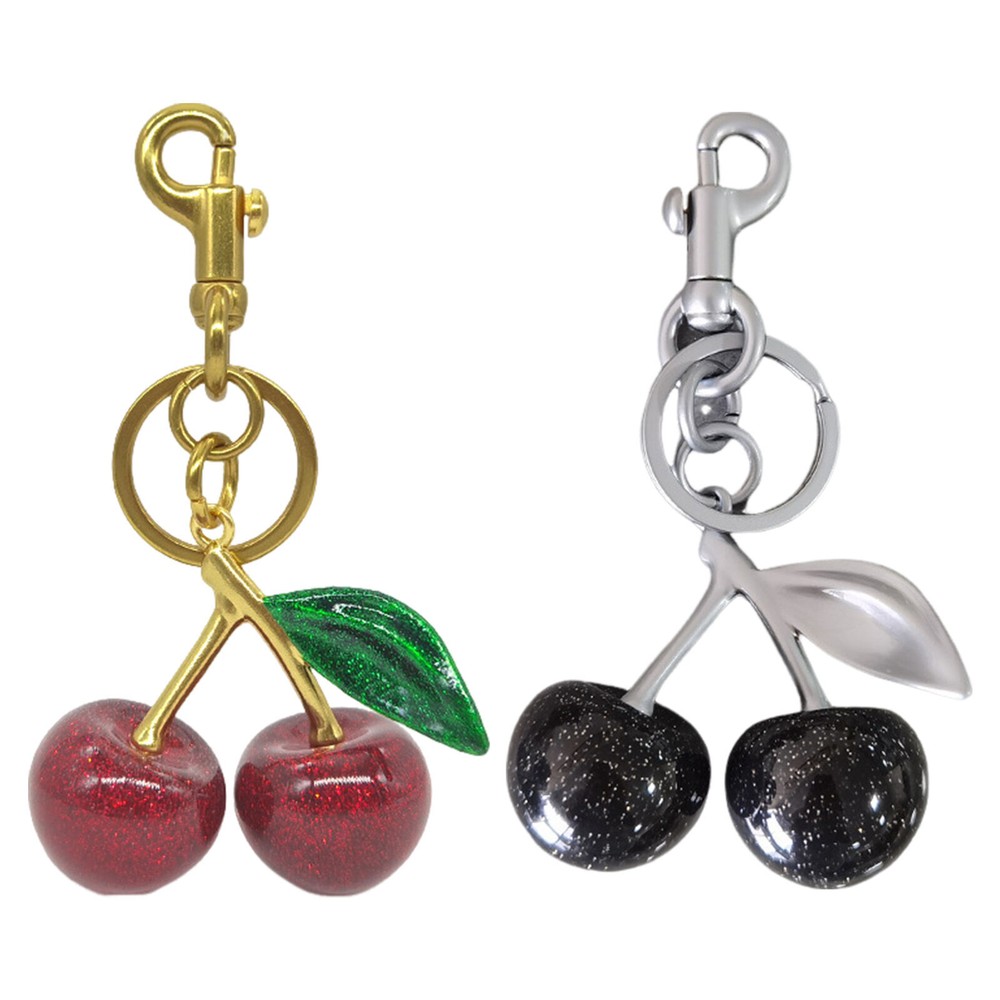 2pc Cherry Bag Charm KeyChain Glitter Resin And Metal Cherry Pendant KeyChain