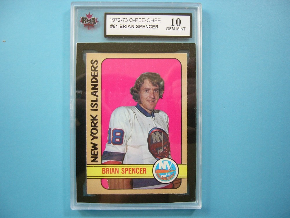 1972/73 O-PEE-CHEE NHL HOCKEY CARD #61 BRIAN SPENCER KSA 10 GEM MINT SHARP+ OPC