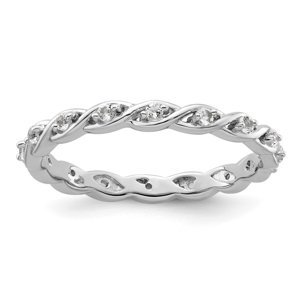 925 Sterling Silver Stackable Expressions White Topaz Ring Size 5