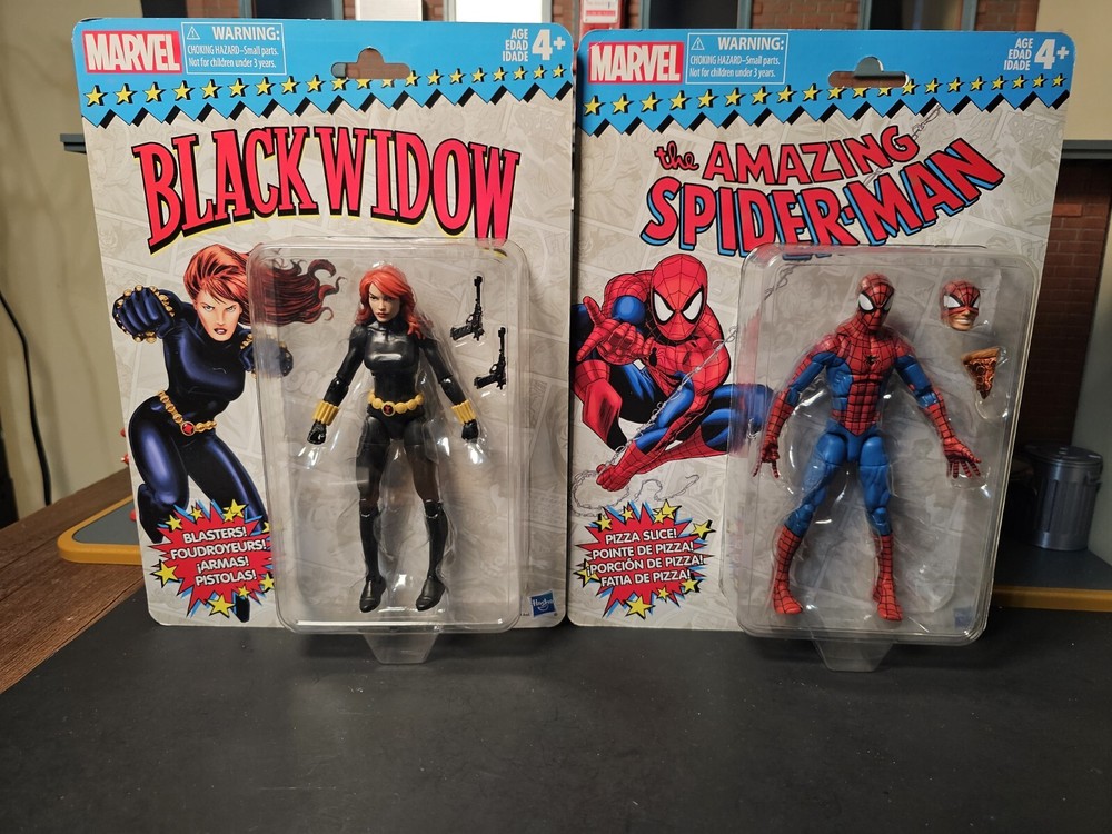 Marvel Legends Retro Card Lot-  Pizza Spider-Man And Black Widow