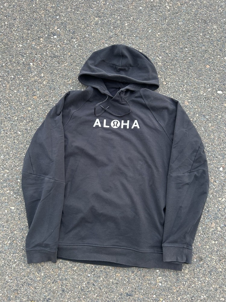 Lululemon Hoodie Mens Medium Gray Aloha Collection City Sweat Pullover FLAWS