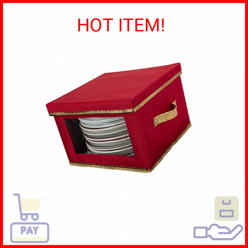 Streamline Holiday Dinner Storage with 12.2-Inch Christmas Dish Organizer Box
