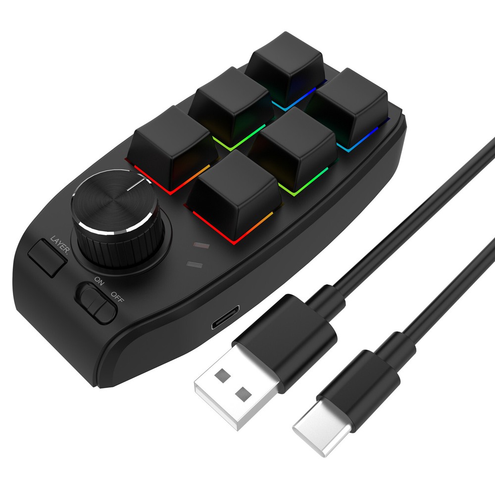 Custom RGB Gaming Macro Keyboard with 6 Keys and 1 Knob for Mini Programming