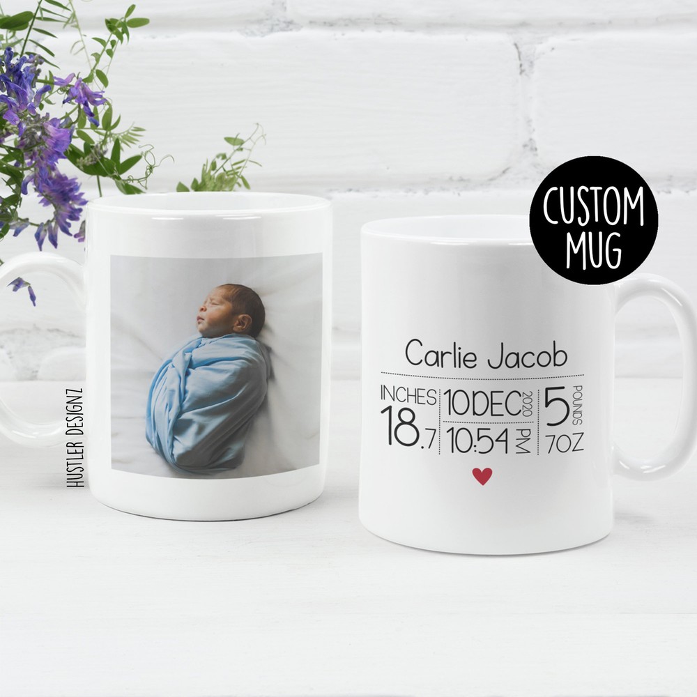 New Parent Gift New Baby Gift Birth Stats Print Personalized Mug Christening