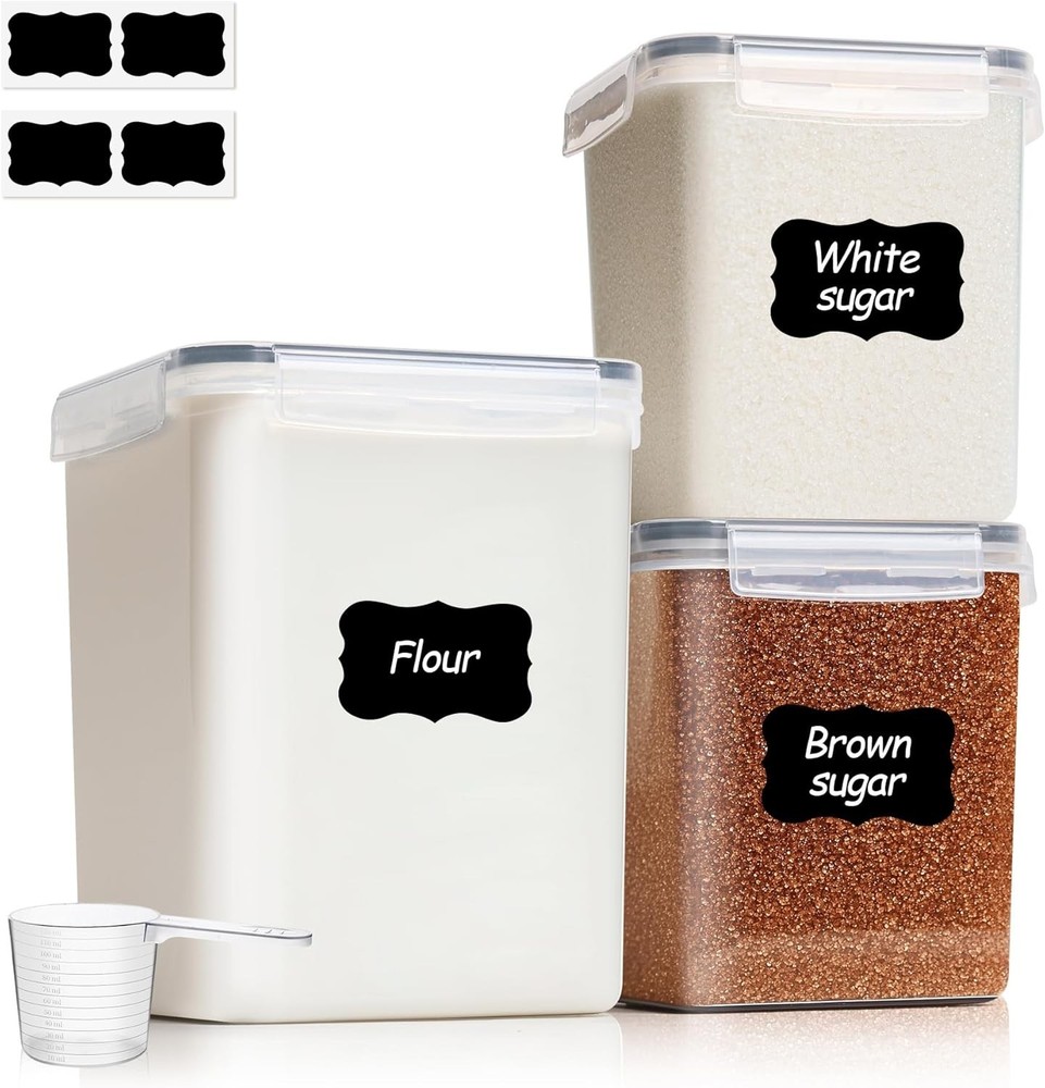 Comsaf Flour Sugar Storage Containers Set of 3 (5.2L/166Oz) (2.5L/78Oz*2), Large