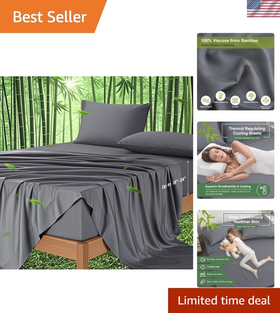 Deep Pocket King Bamboo Rayon Cooling Breathable Luxury Hotel Sheets  