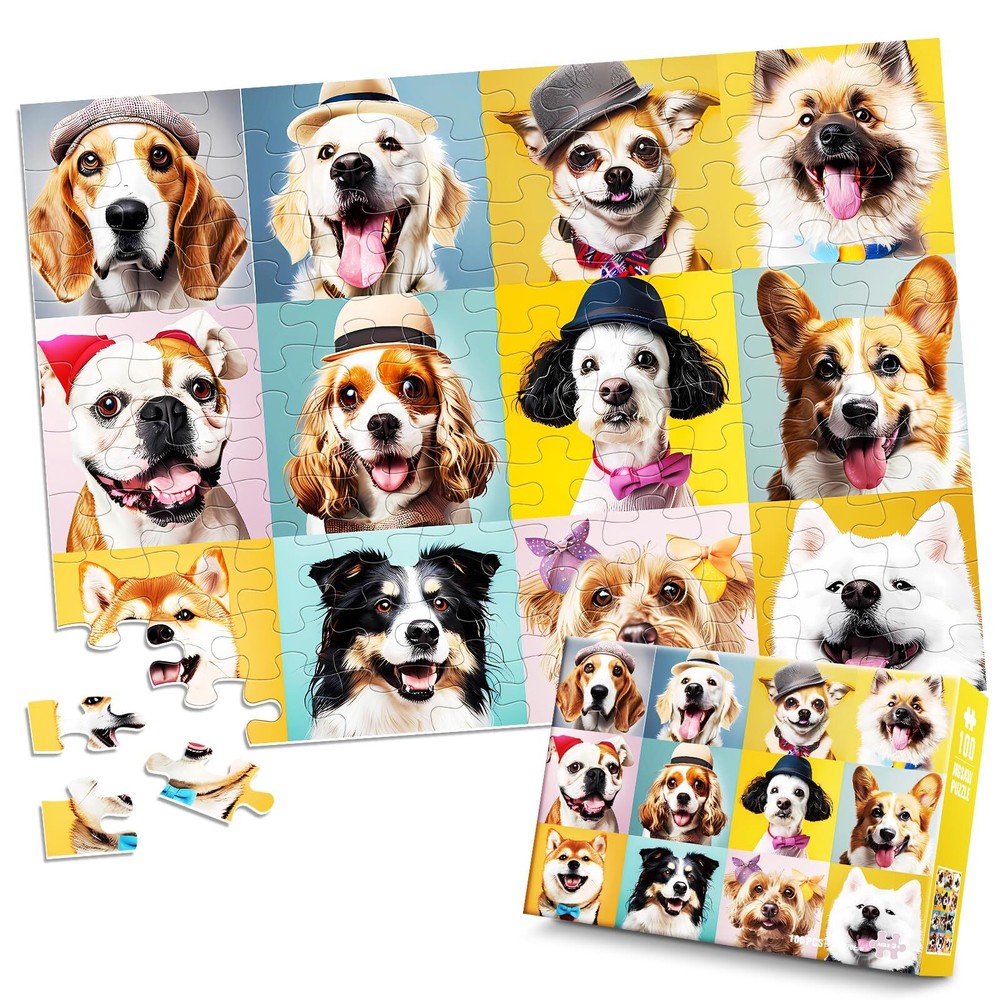 Puzzles for Kids Ages 6-8 8-10 10-12 Year Old and Seniors- Cute Dogs Portrait...