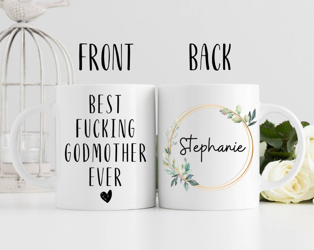 Custom Godmother Name Mug - Funny Best Godmother Coffee Cup Christmas Gift