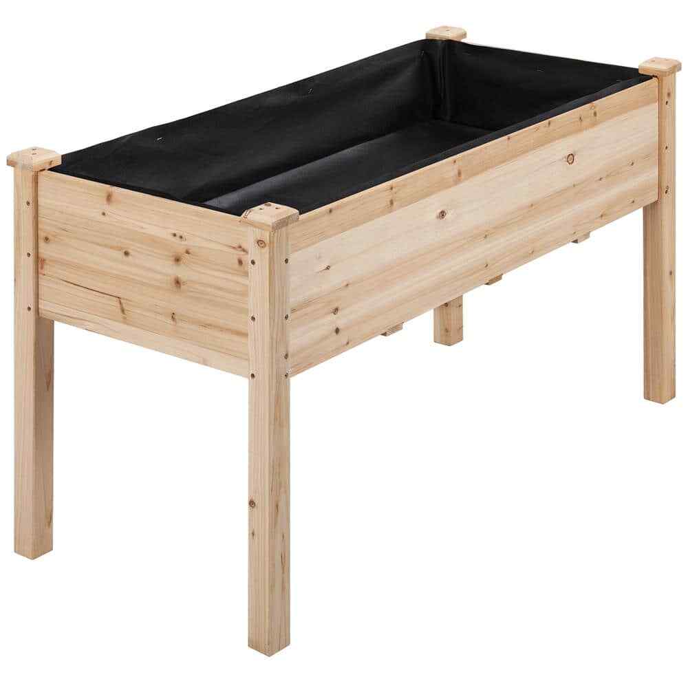 48 in. L x 24 in. W x 30 in. H Natural Wood Elevated Rectangle Garden for Backya