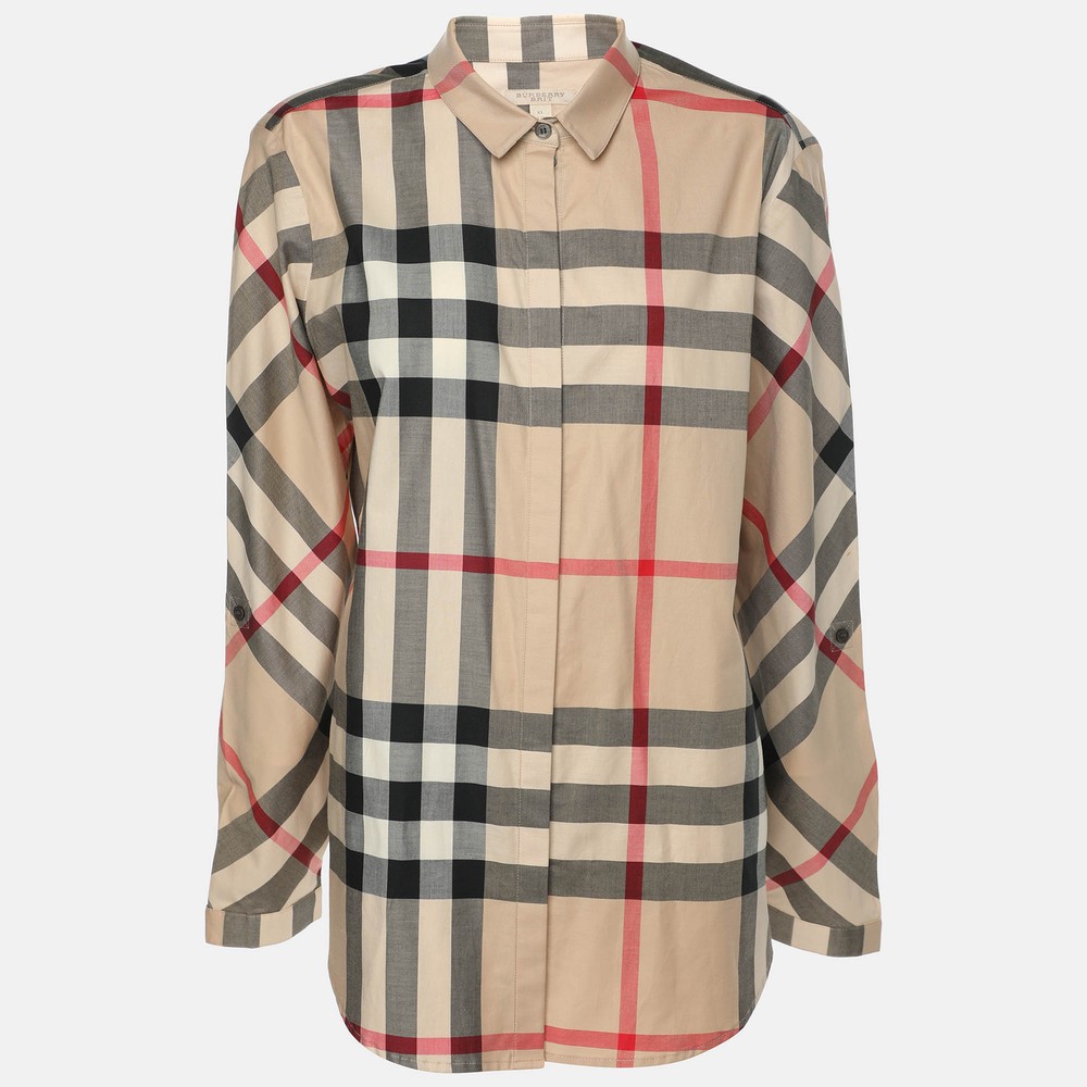 Burberry Beige Nova Check Cotton Shirt XL