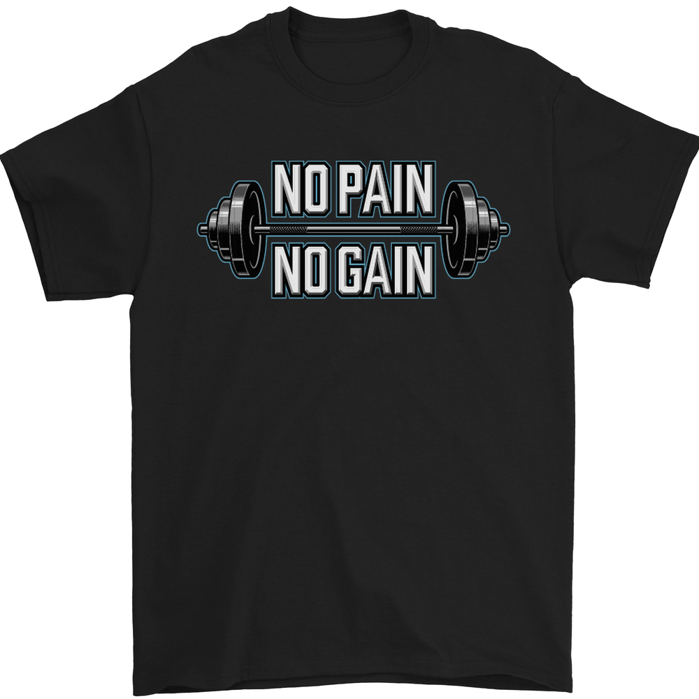 No Pain No Gain Workout Gym Training Top Mens T-Shirt 100% Cotton
