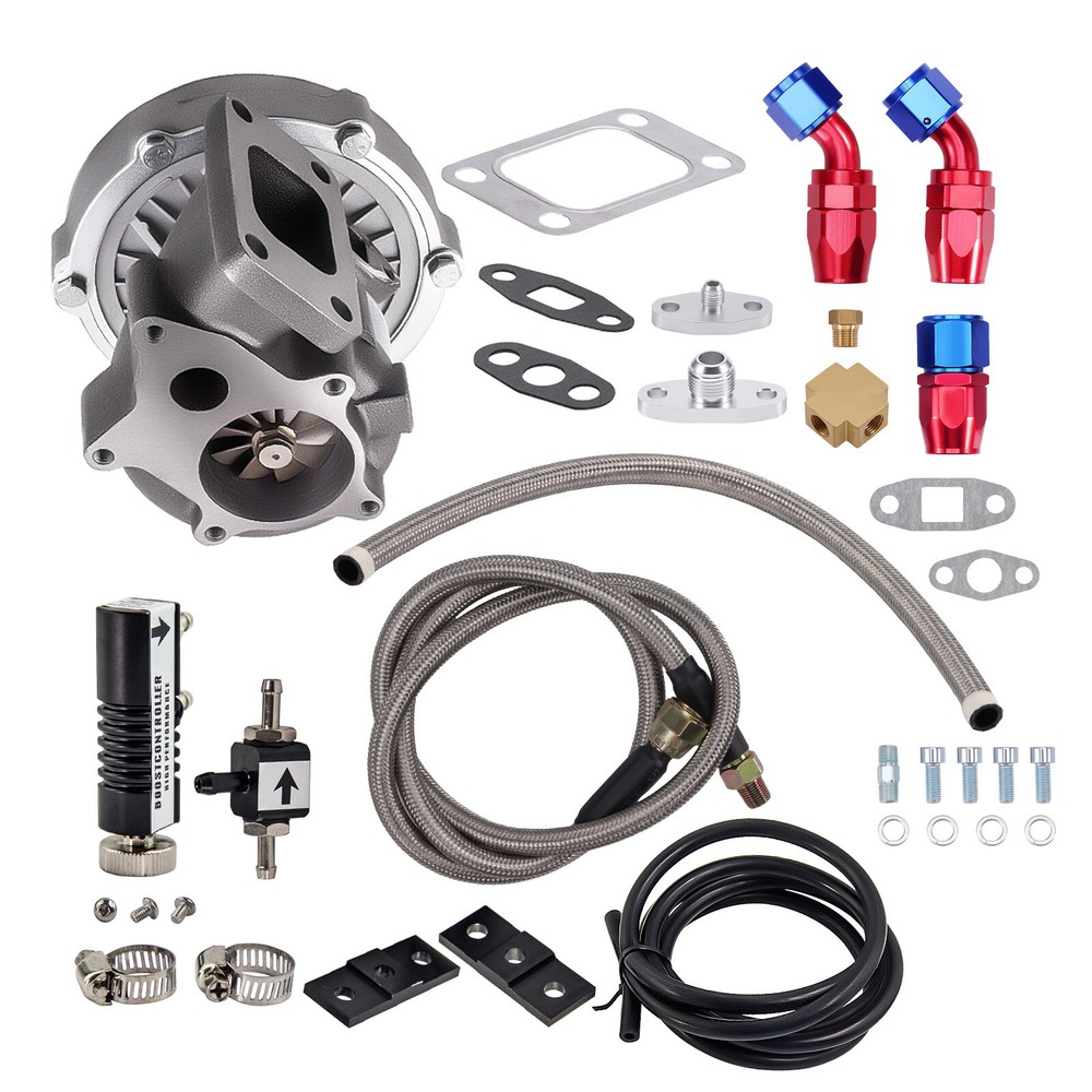 T3/t4 T04e .57 A/r TurboCharger Kit 5-bolt & Feed Return Line Boost Controller