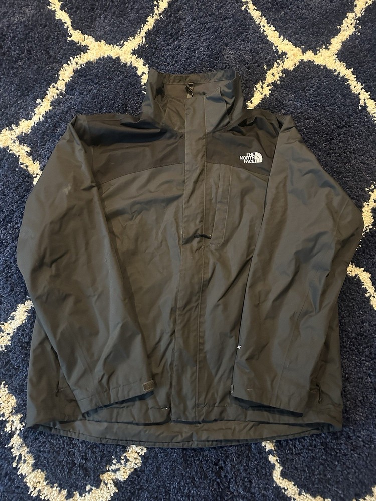 North Face Black Grey Windbreaker Jacket Full Zip XL Water-Resistant Lightweight