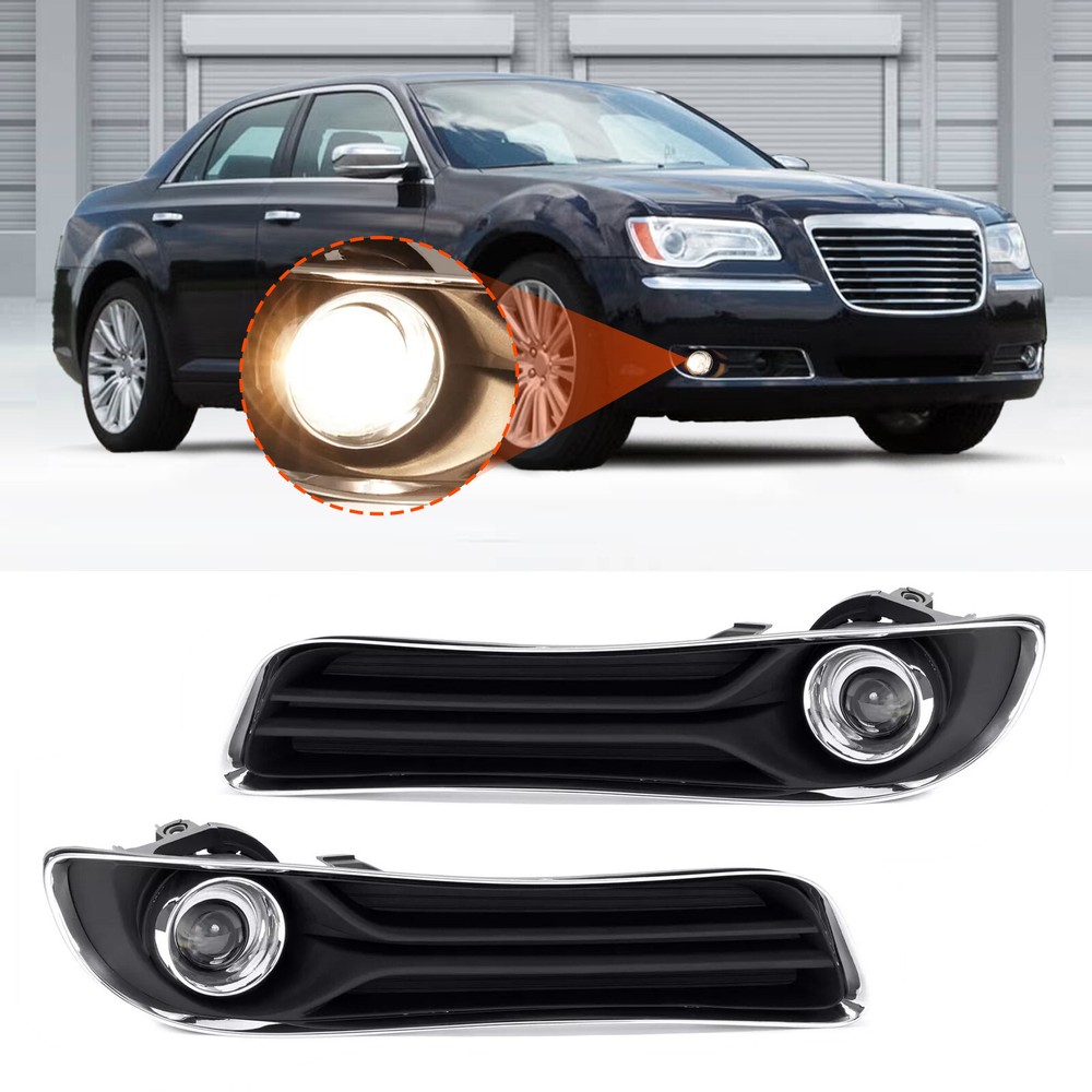 Chrysler 300 2011-2014 White LED Bumper Fog Lights with Bezel Switch