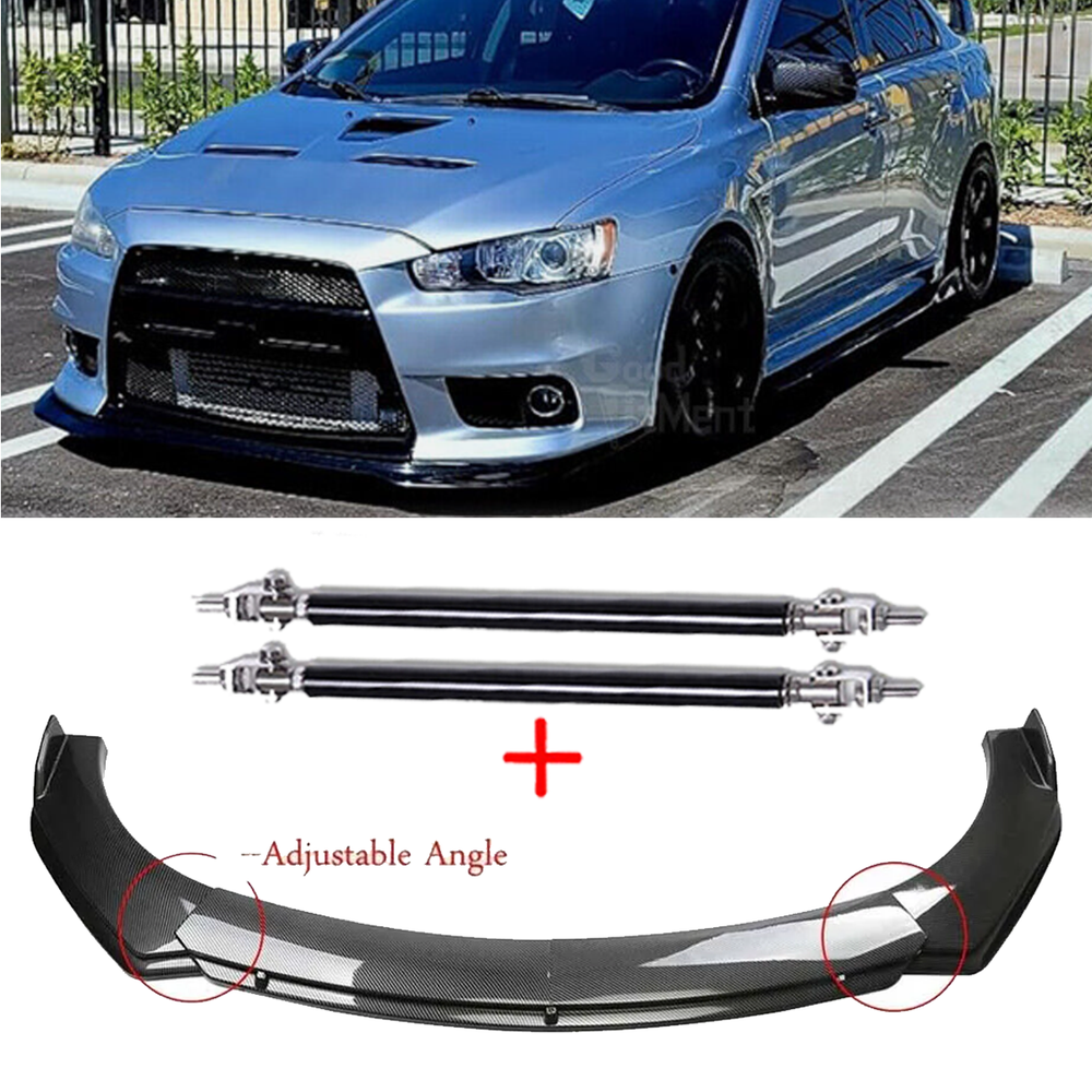 Carbon Fiber Style Front Bumper Lip Chin Spoiler For Mitsubishi Lancer EVO Body