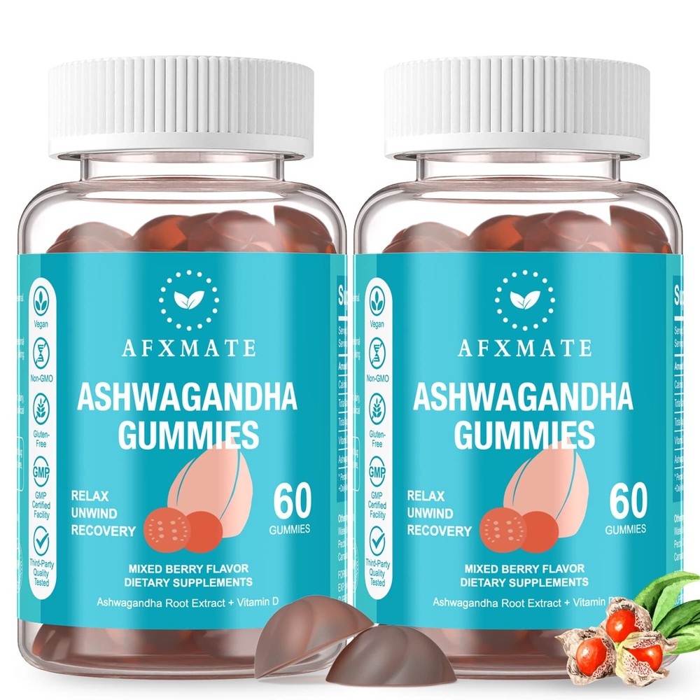 Ashwagandha Gummies & Vitamin D Gummies for Men & Women 120 Count Aswangdha S...