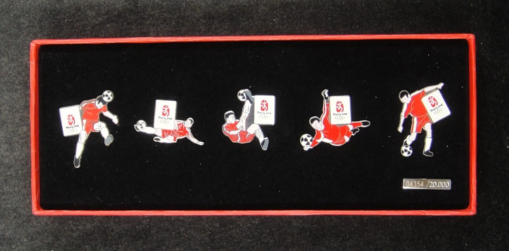BEIJING 2008 WORLDWIDE PARTINER OLYMPIC PINS-FOOTBALL SET, 5 PINS