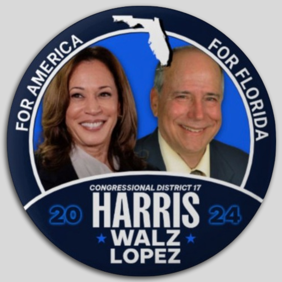 Kamala Harris Manny Lopez Congress Pin Button Jugate Florida Democrat Pres