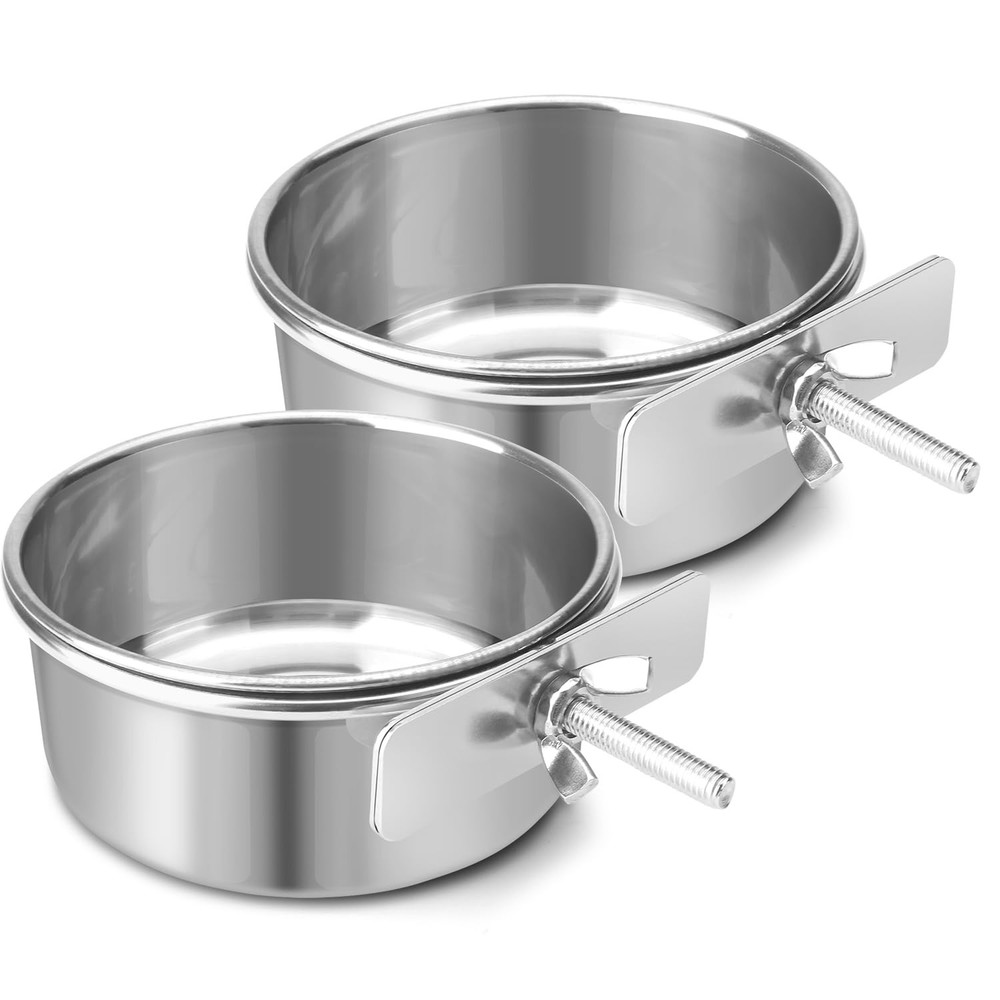 Stainless Steel Hanging Dog Bowl for Cage Food Water Feeding