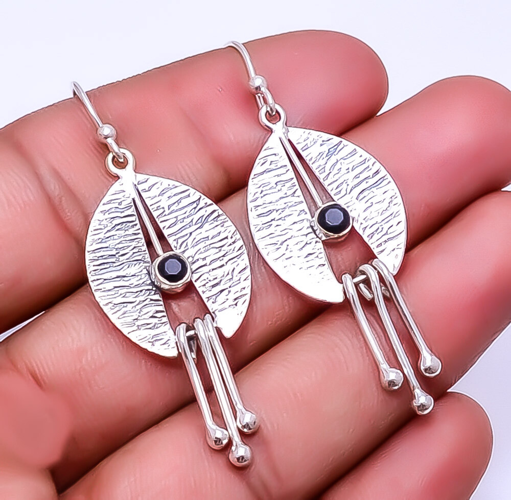 Black Onyx Designer 925 Sterling Silver Earring 2.15