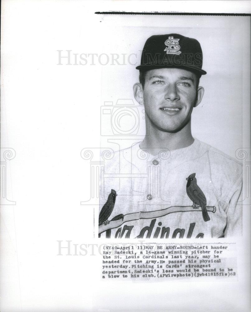 1962 Press Photo Ray Sadecki St Louis Cardinals - dfpb21183