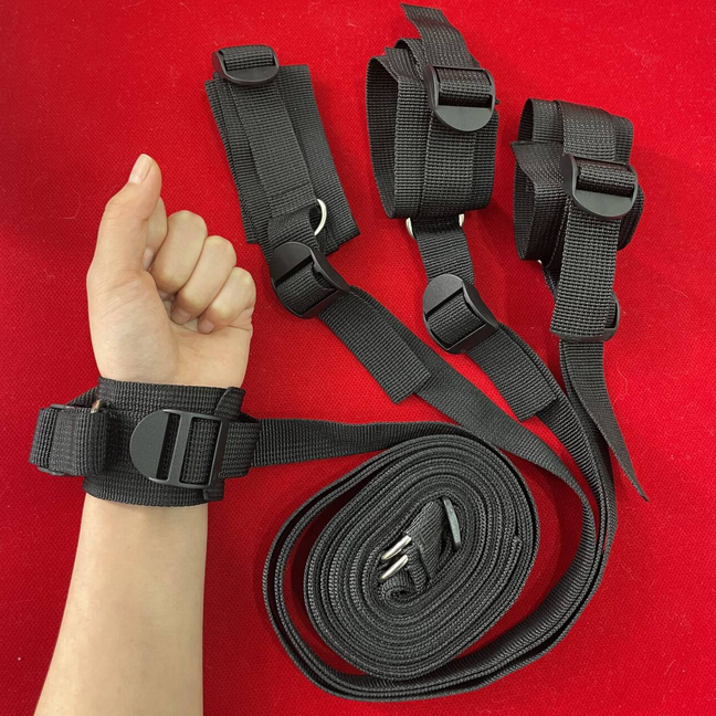 BDSM Bondage Set Bed Restraint Kit Handcuffs Ankle Cuffs Straps Couples Slave US