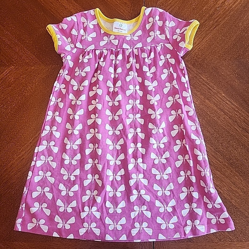 Hanna Andersson Swing Dress Pink Butterfly Print, Size 120 (US 6-7)