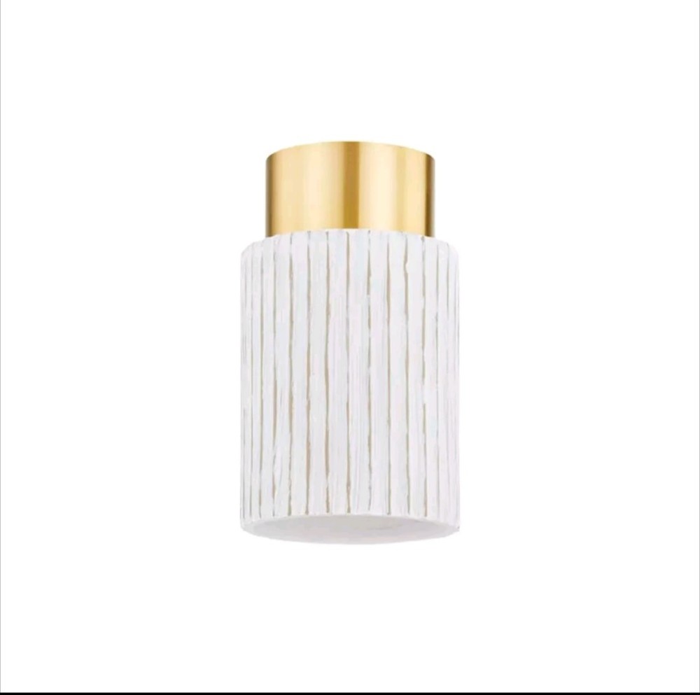 Mitzi Corissa Brass Flush Mount Lighting in Ceramic Bisque White