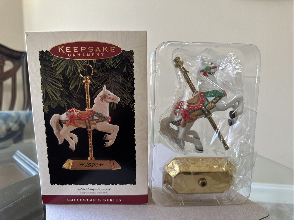 1994 Hallmark Keepsake Ornament - Tobin Fraley Carousel w/ Display Stand