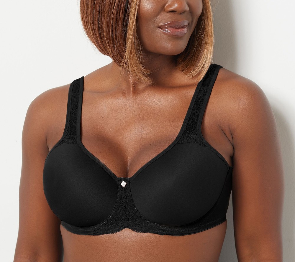 Breezies Women's Bra Sz 40D  Natural Curves Full Coverage Contour Black A451455