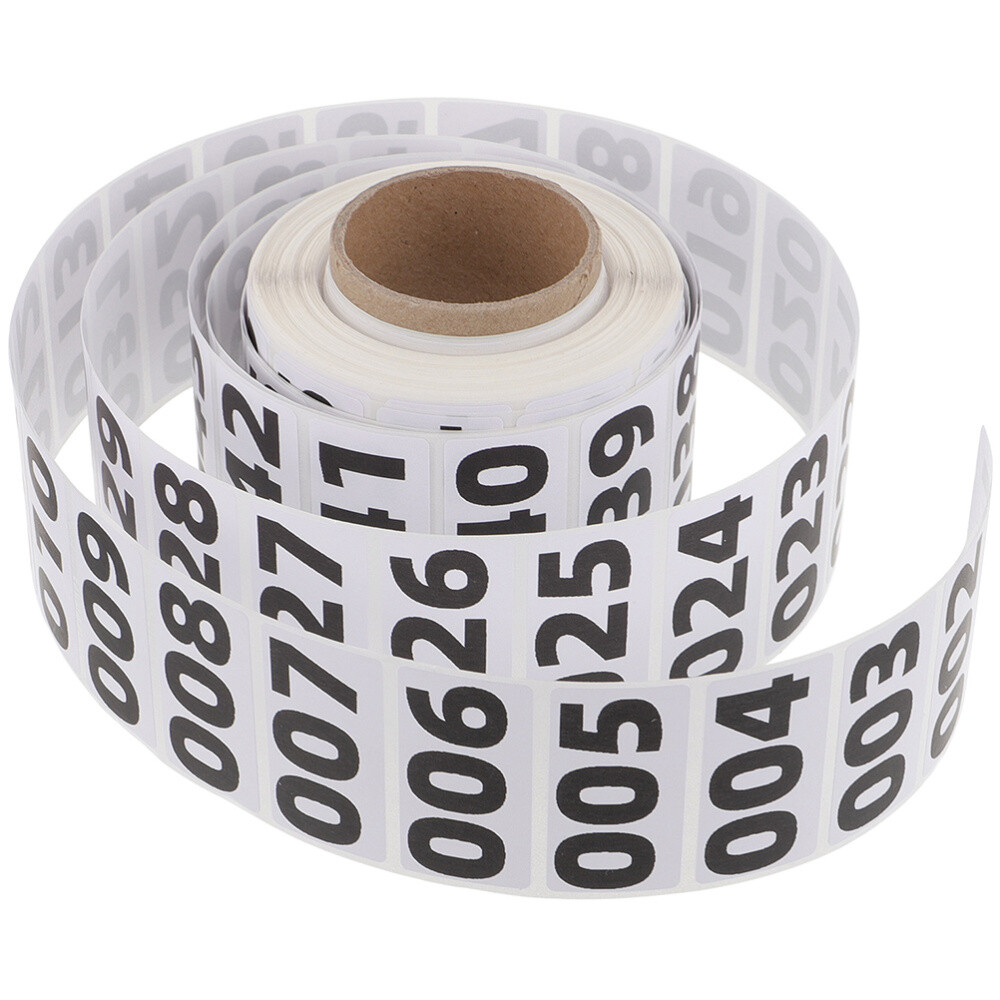 Self-adhesive vinyl number stickers for inventory in consecutive numbering
