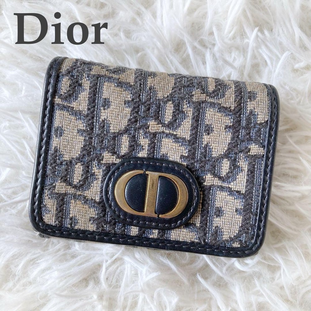 Dior Oblique Navy Canvas Trifold Wallet