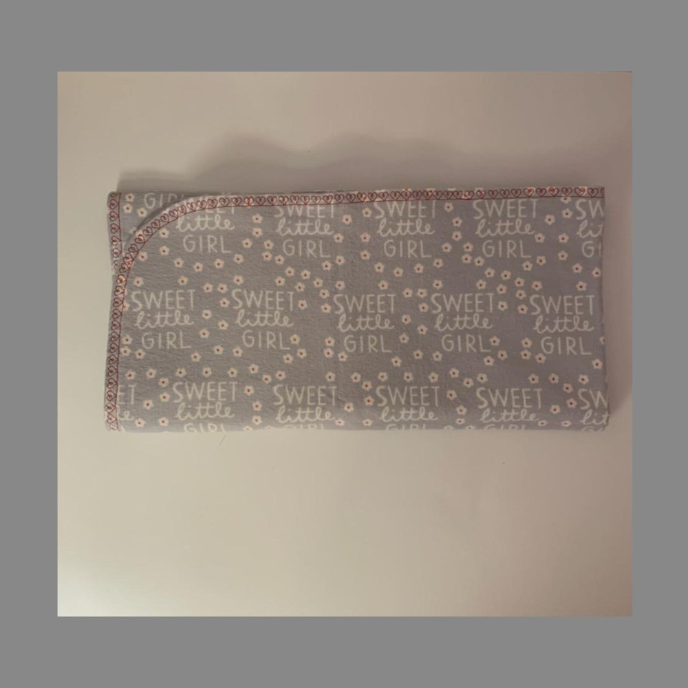 Sweet Little Girl Reversible Flannel Snuggle Baby Blanket, Embroider 32