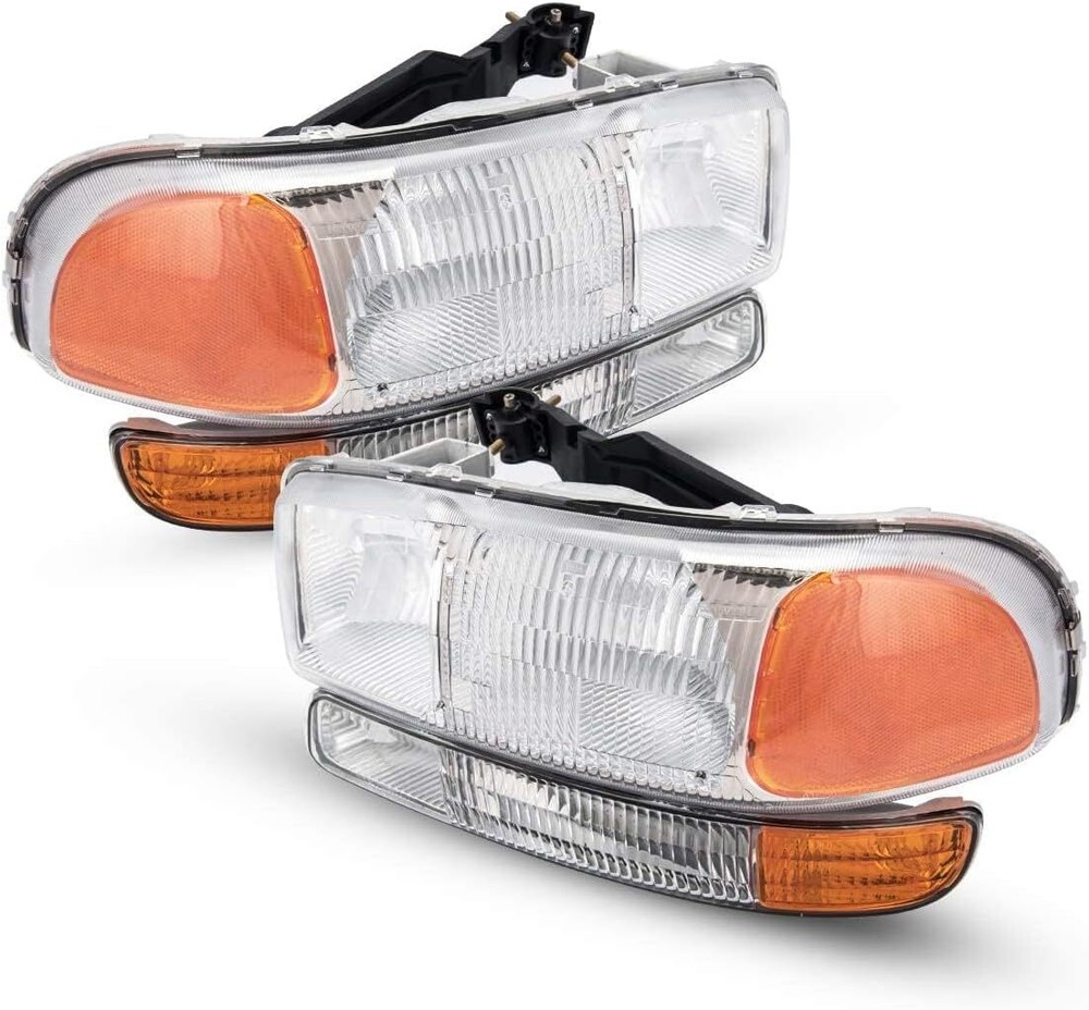 2X Chrome for GMC Sierra 1500 2001-2006 Yukon 2000-2006 Headlight Assemblies