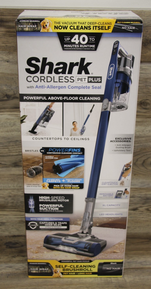 Shark IZ361H Cordless Pet Plus Stick Vacuum with Anti-Allergen Blue