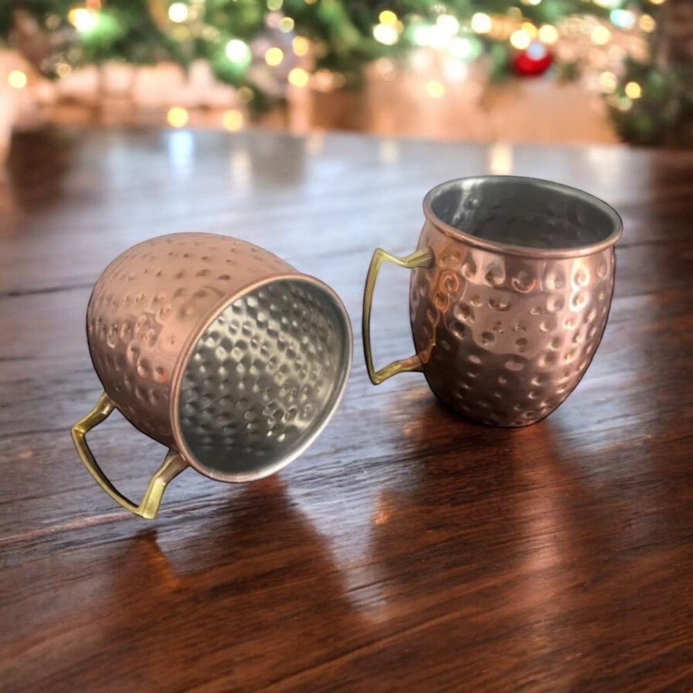 Set of 2 Copper Moscow Mule Mugs for Barware and Cocktail Serving