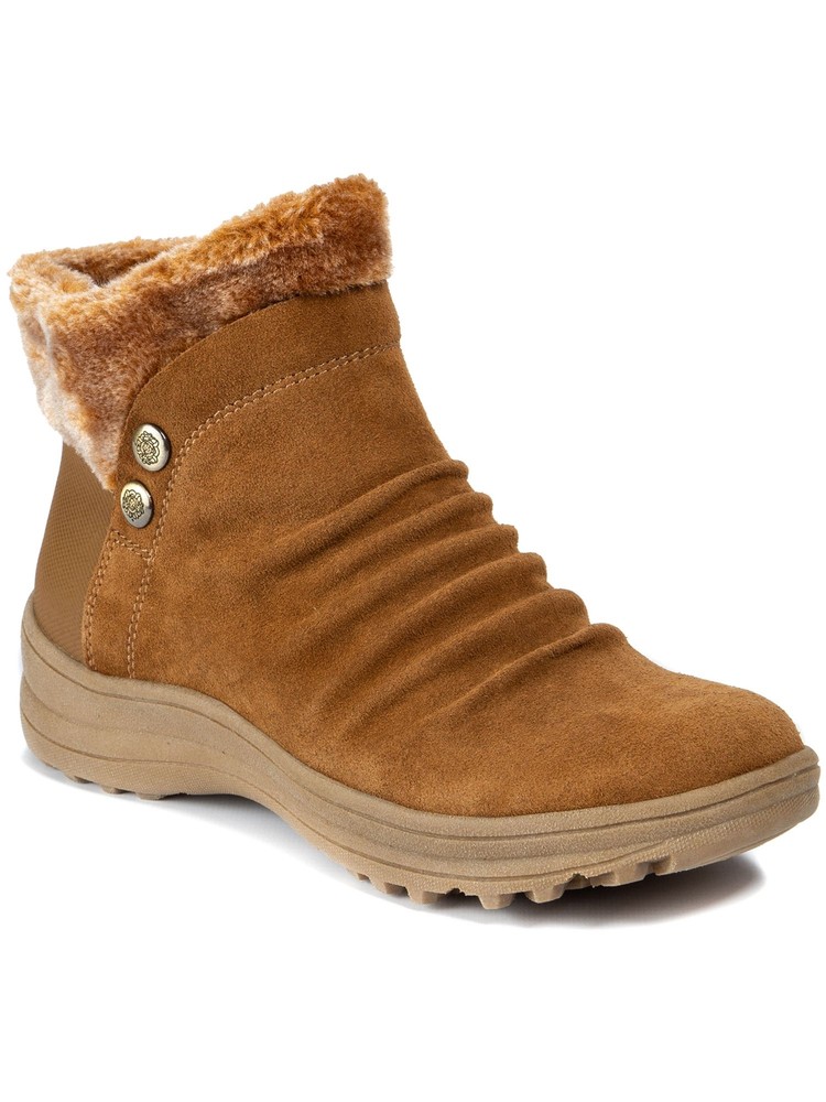 BARETRAPS Womens Brown Waterproof Round Toe Stacked Heel Leather Snow Boots 5.5