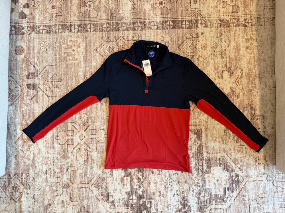 RLX Ralph Lauren Men’s Performance Half-Zip Pullover Navy Red Size Small NWT