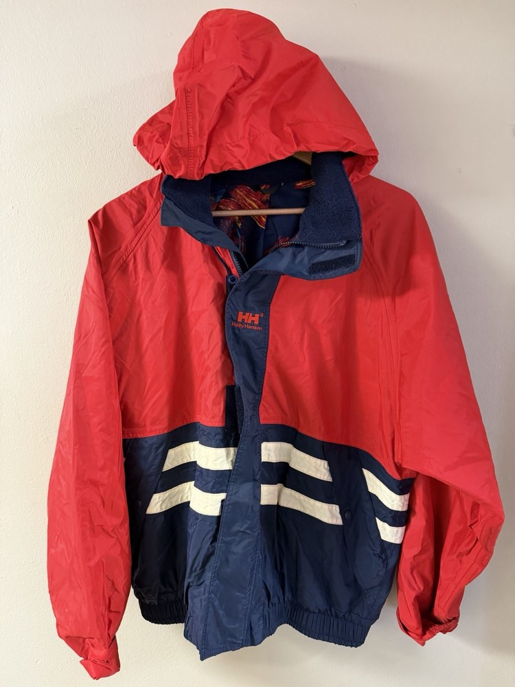 90s Helly Hansen Match Race Sailing Jacket Red Navy  Helly Tech Mens Sz Medium