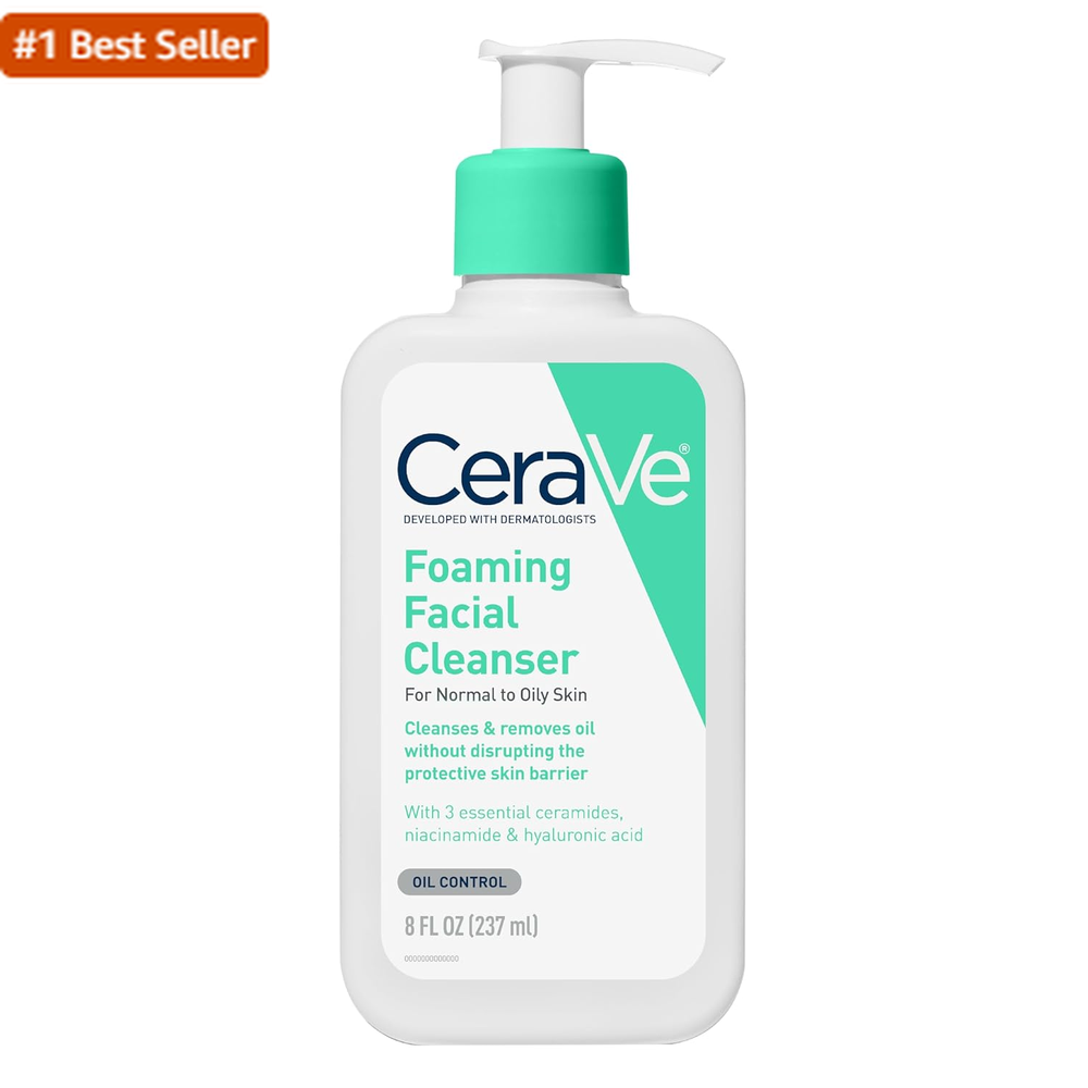 CeraVe Foaming Facial Cleanser for Oily Skin with Hyaluronic Acid