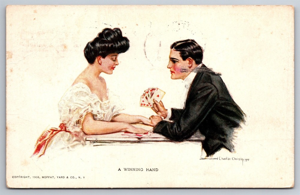 Sweathearts Playing Cards Moffat Yard & Co 1908 Artist Signed Postcard Y14