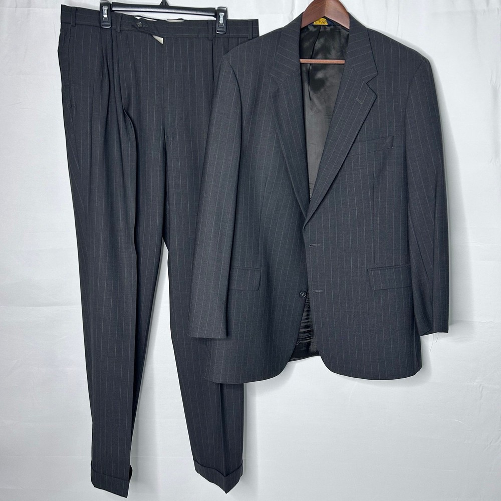 Brooks Brothers Men’s Wool Suit 38L Charcoal Pinstripe 2-Piece 38x34