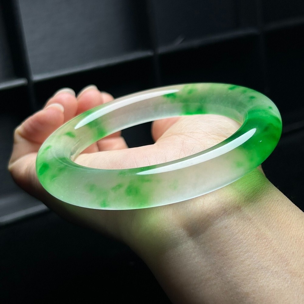 Certified Natural high Ice Green Burmese Jade jadeite bracelet bangle 60-61mm