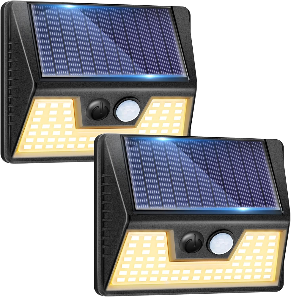 2 Pack Solar Fence Lights Waterproof, Motion Sensor Deck Lights Outdoor, Soft Wh