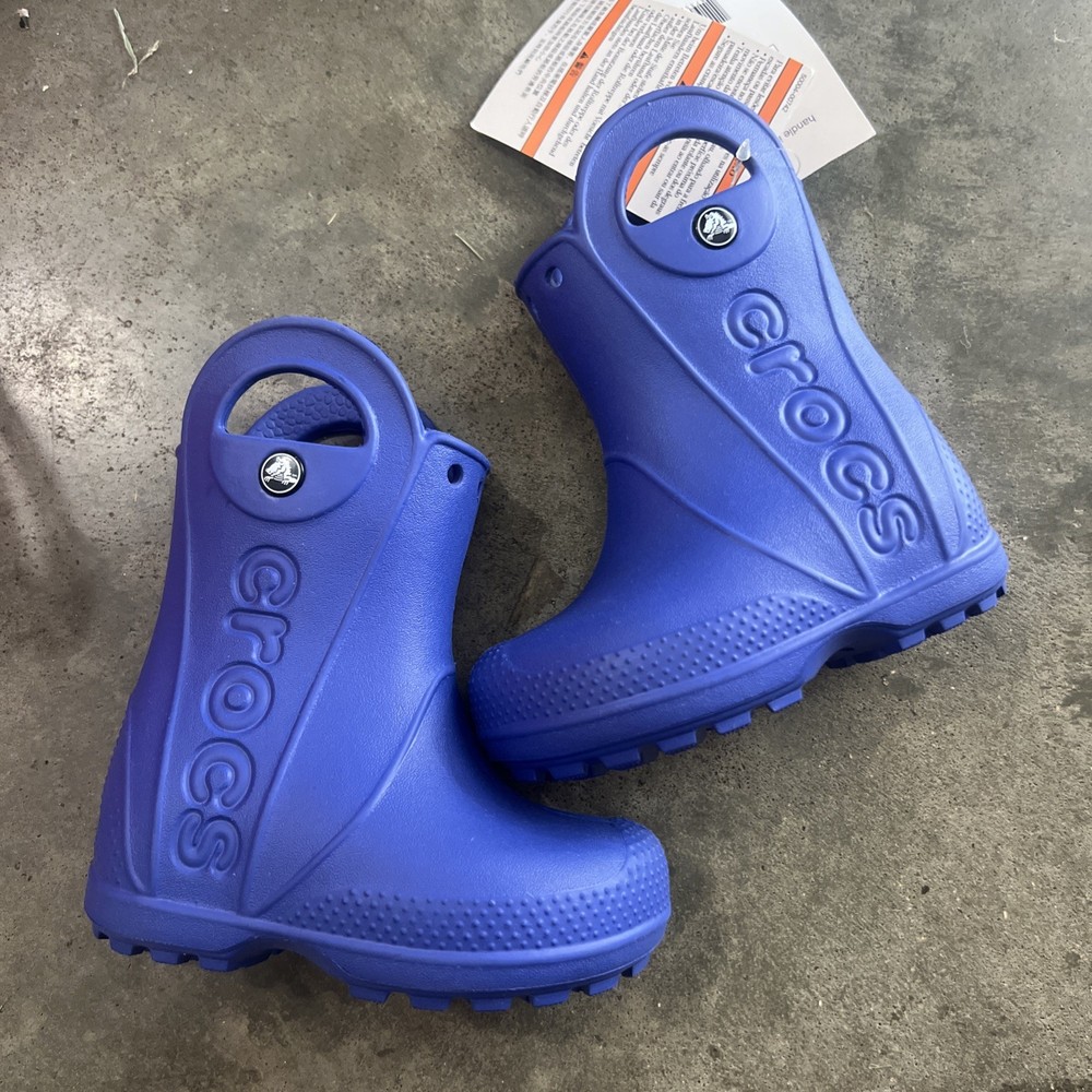 Crocs Handle It Rain Boots Kids Toddlers Size 6C Blue Rubber Round Toe 12803