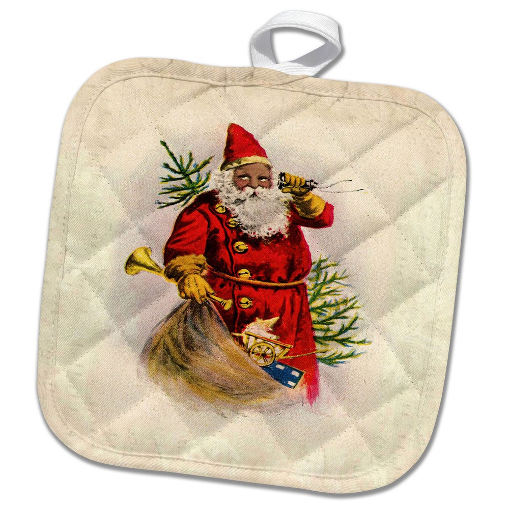3dRose Illustration Of African American Santa Claus 8x8 Potholder