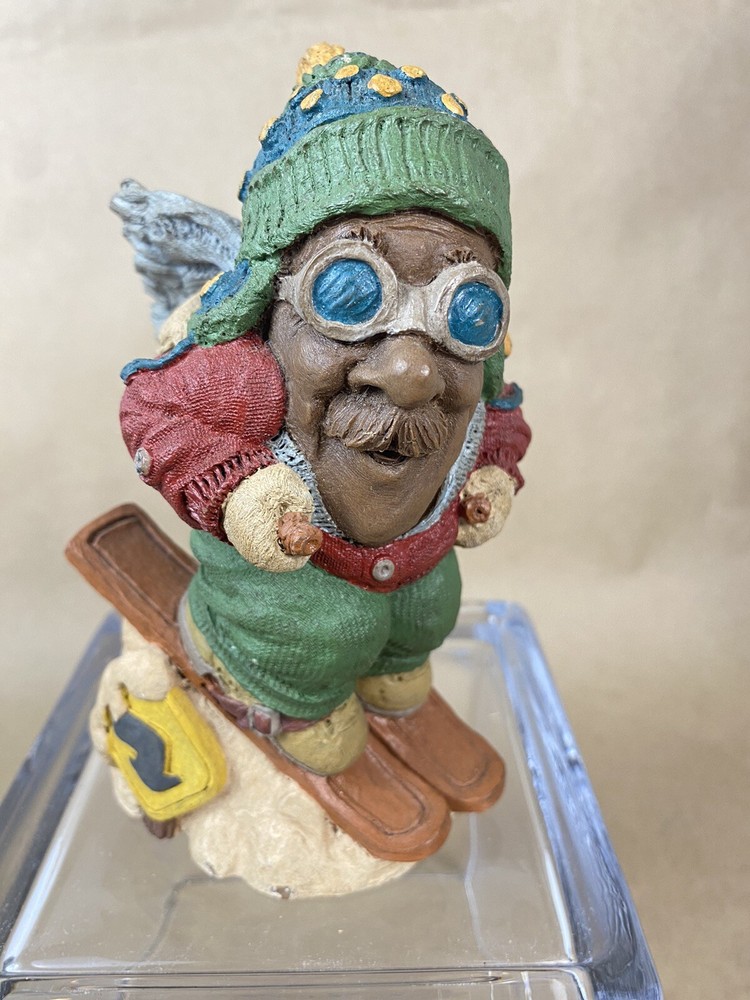 Vintage Tom Clark Gnome Skier Downhill Racer Signed 1991 Sculpture