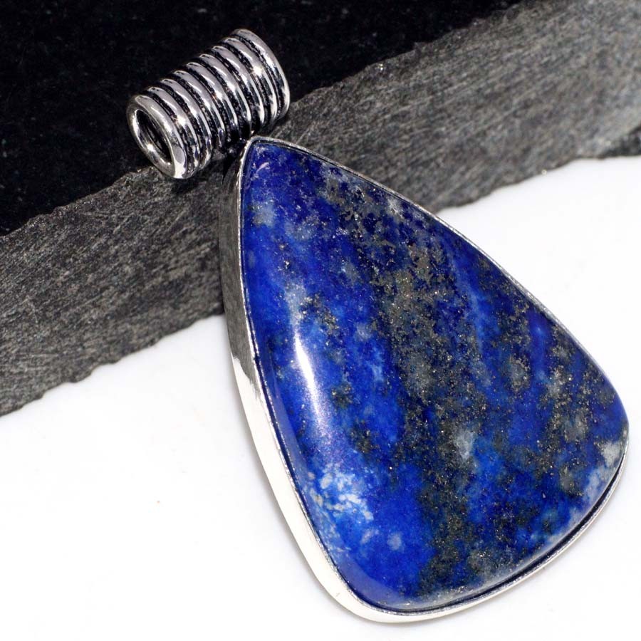 Lapis Lazuli Silver Plated Pendant 1.8 Inch Limited Edition Jewelry Gift
