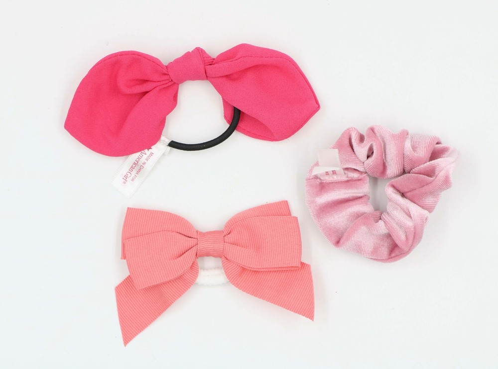 American girl set 3 of Hair Bow elastic & scrunchie for 18'' doll