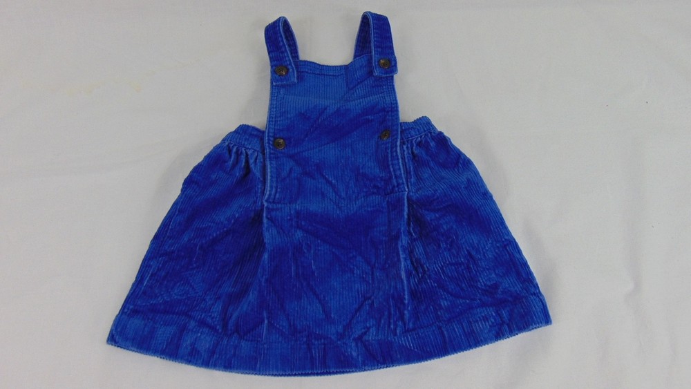 Vintage Girls Ralph Lauren Blue Corduroy Overall Dress Size 12 Months 12M Baby